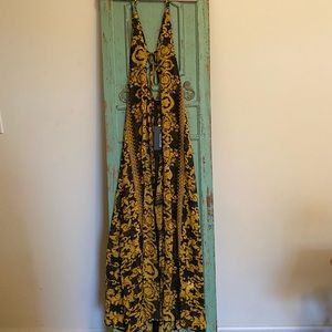 PrettyLittleThing Gold and Black Swim cover-up